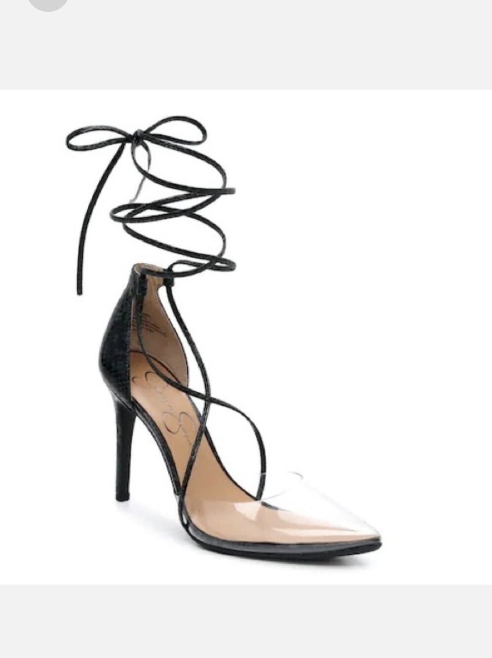 Jessica Simpson Dark Green Snakeskin Lace-Up 4 In Stilettos Size 9½